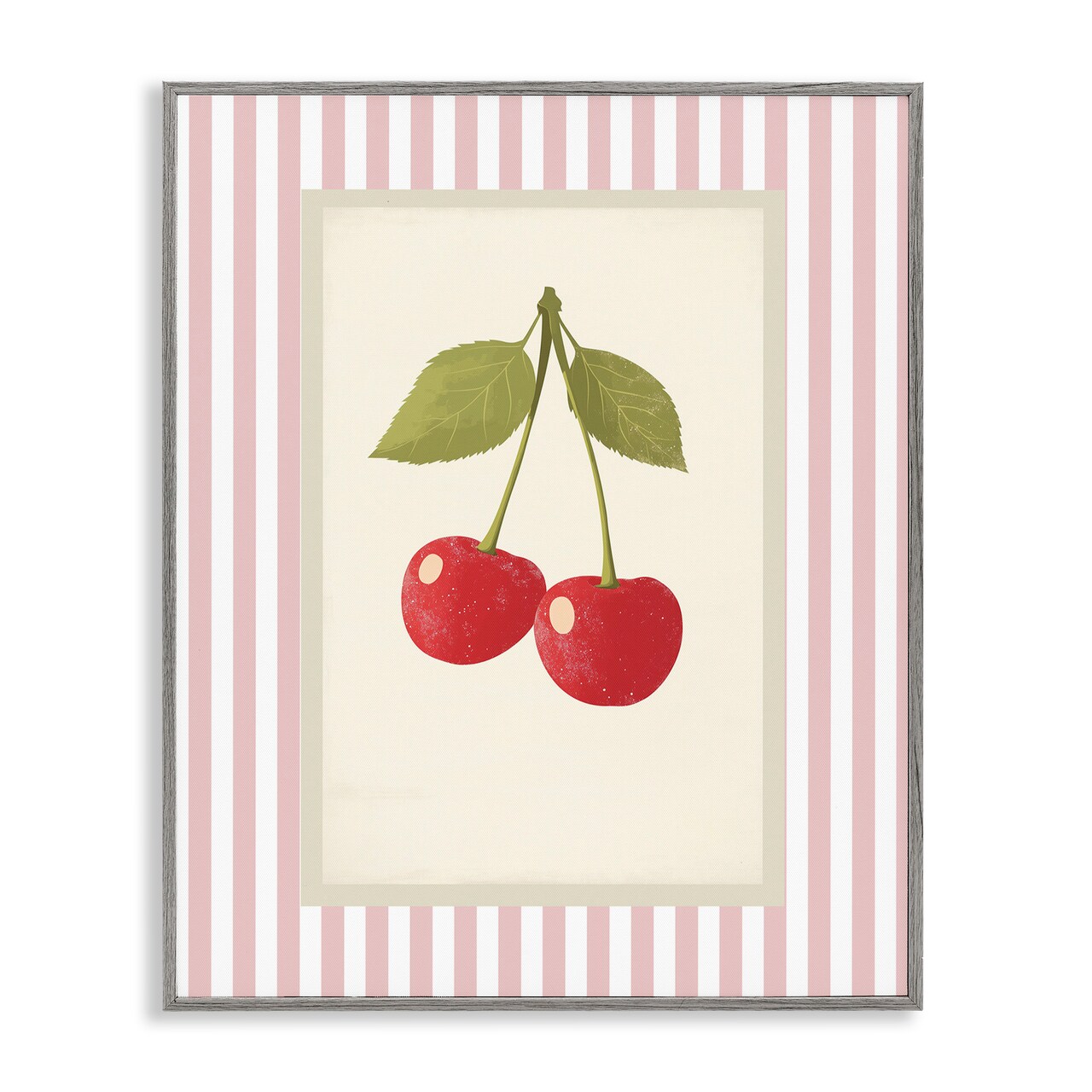 Stupell Industries Delicate Cherries on Stripes Framed Giclee, design by Christine Simpson Art